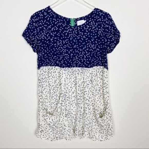 Anthropologie HD IN PARIS Tunic Dress size 0 - Blue White Pockets Whimsicore - Picture 1 of 10